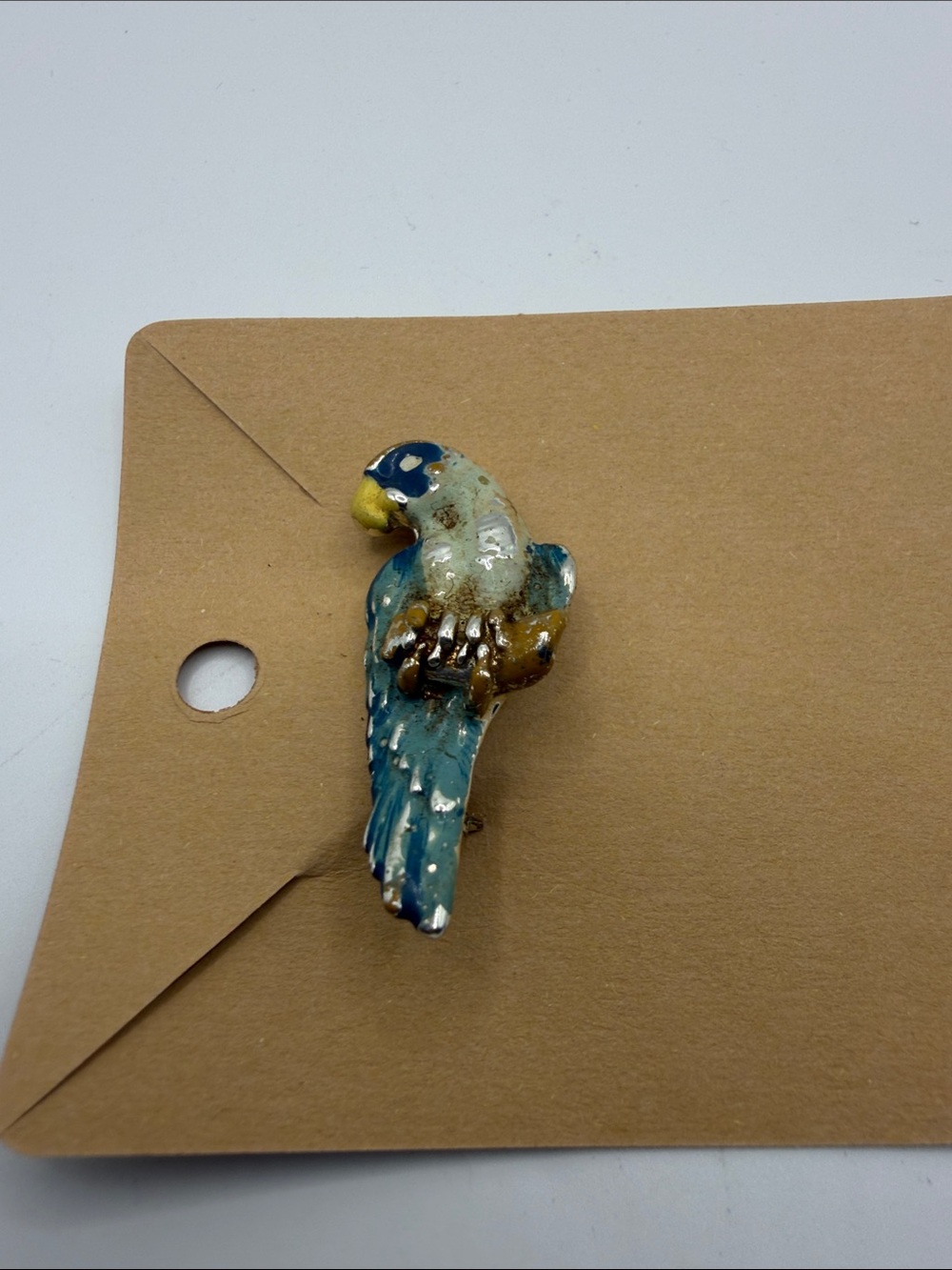 Ceramic Parrot Ornament - Blue and Yellow Decorative Bird